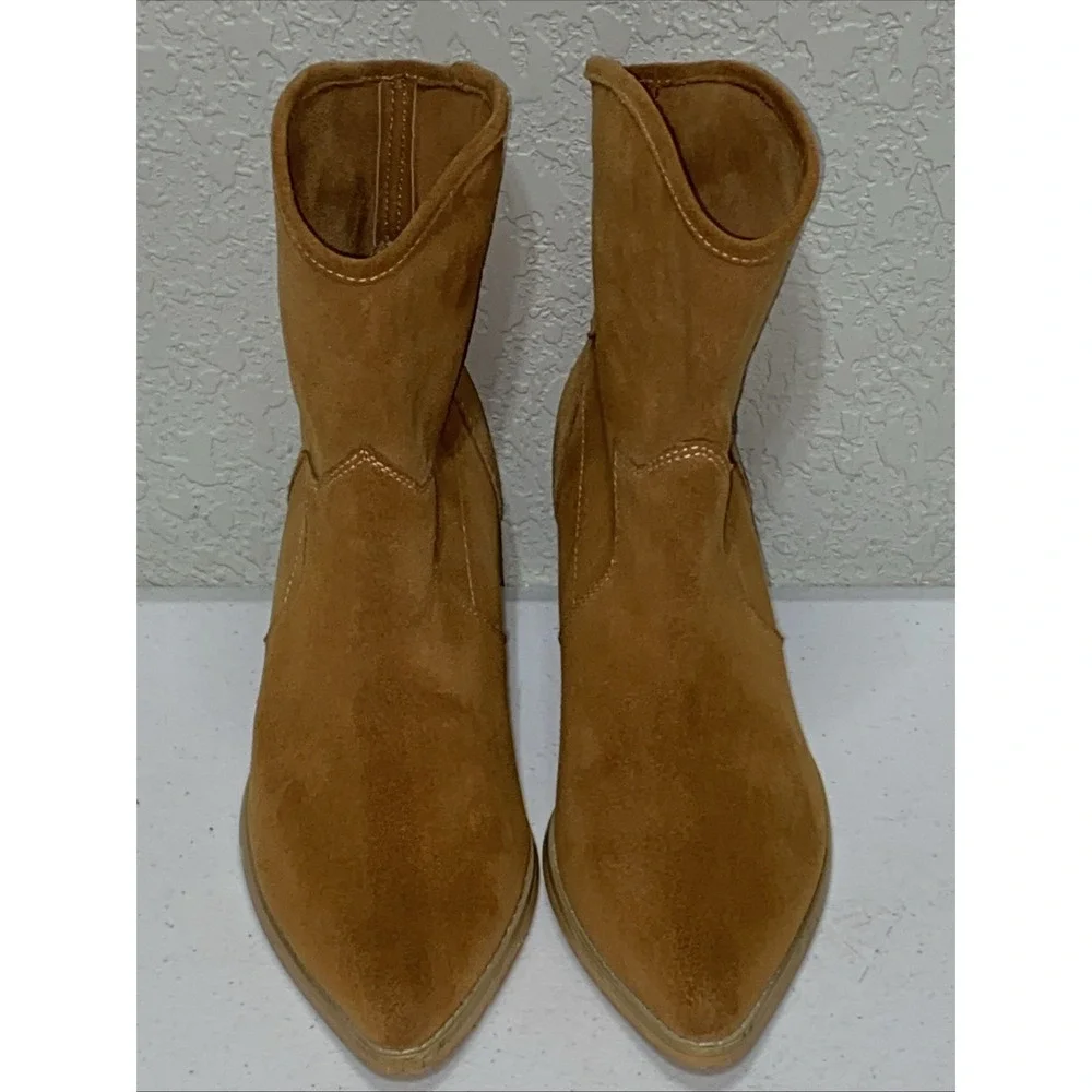Gaudi Suede‎ Leather Cowboy Boots Booties Size 37 Women's Size 6 Tan Light Brown